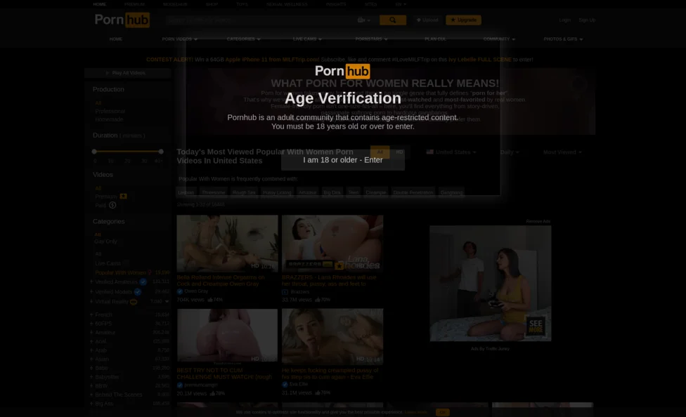 PornHub/PornForWomen screenshot