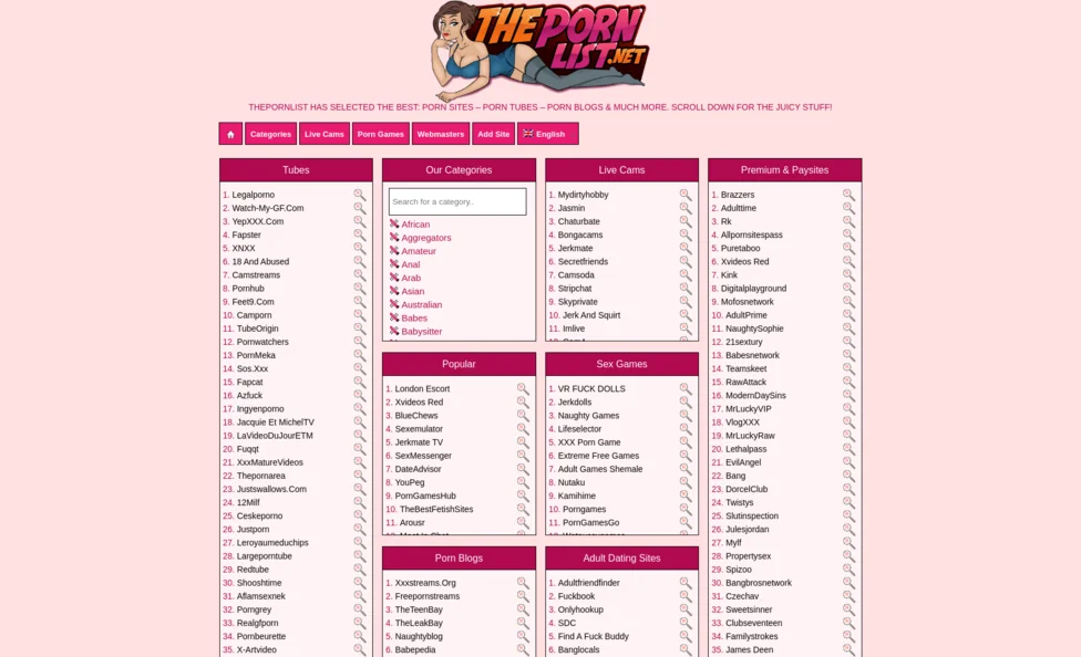 The Porn List screenshot